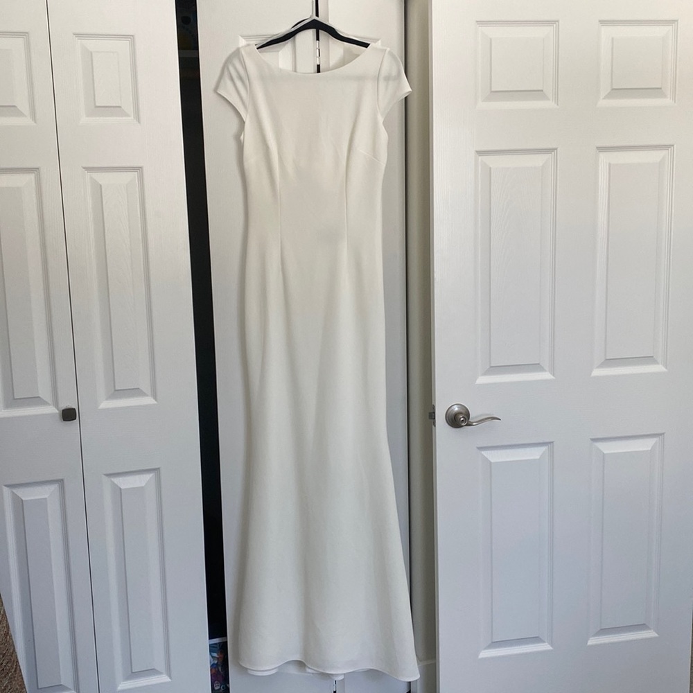 Cap sleeve white wedding dress